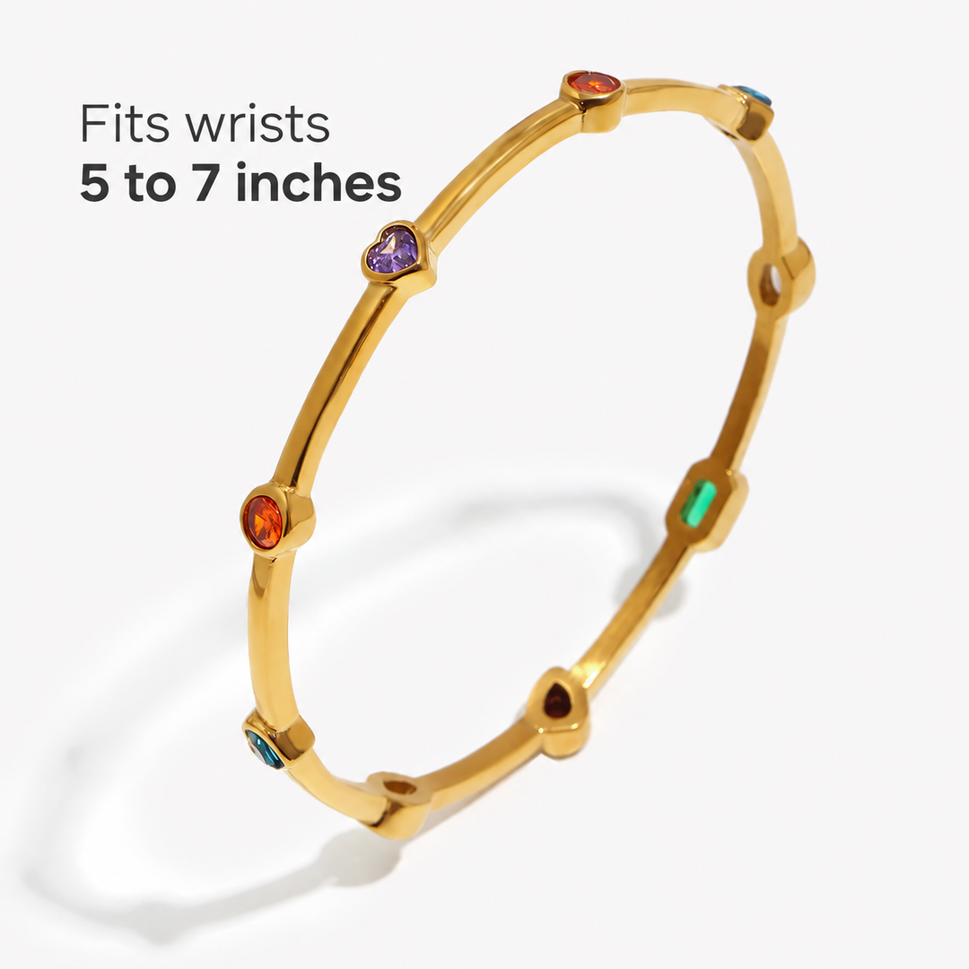Multicolor Gemstone Gold Bangle