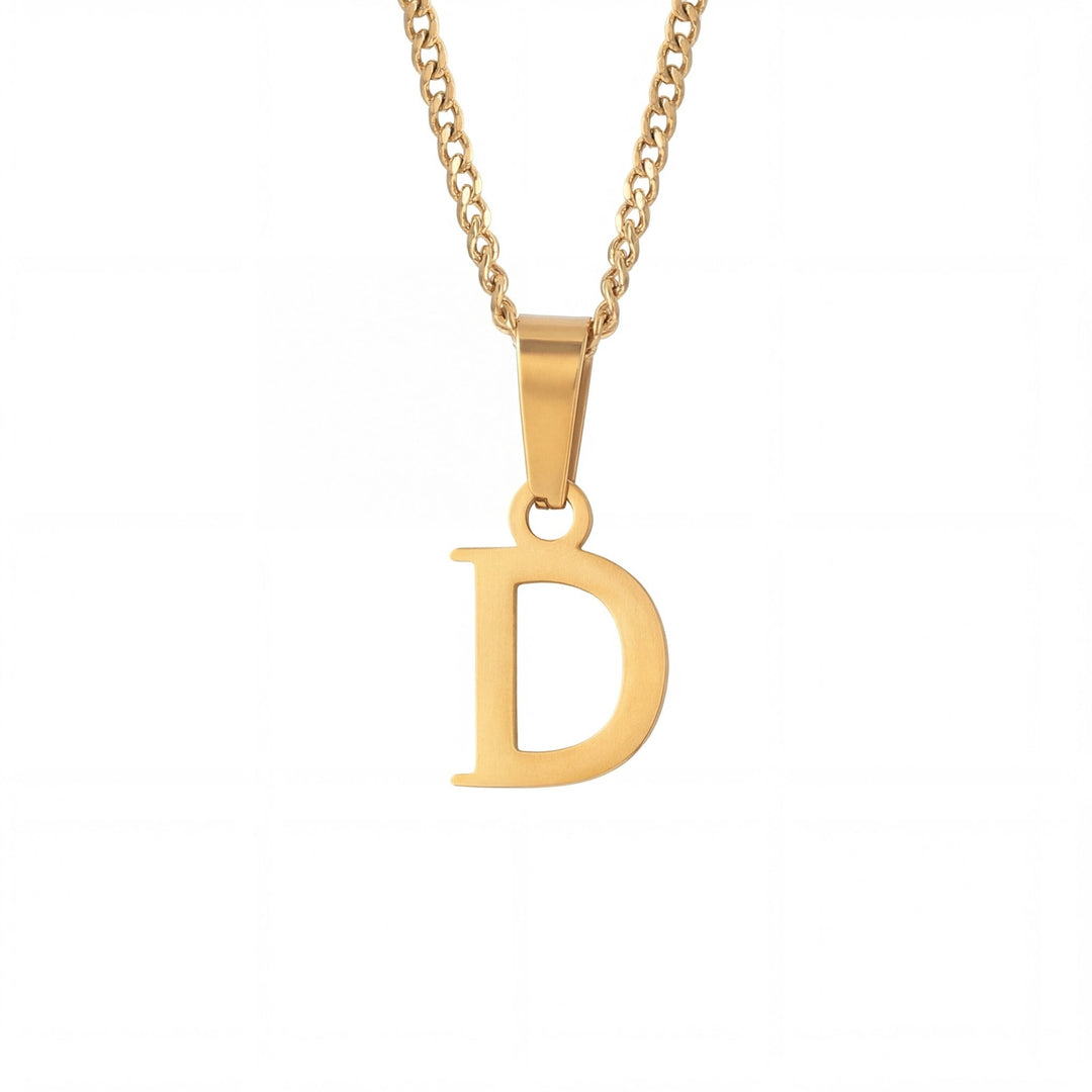 Gold Letter Pendant with Cuban Chain - iceandgold