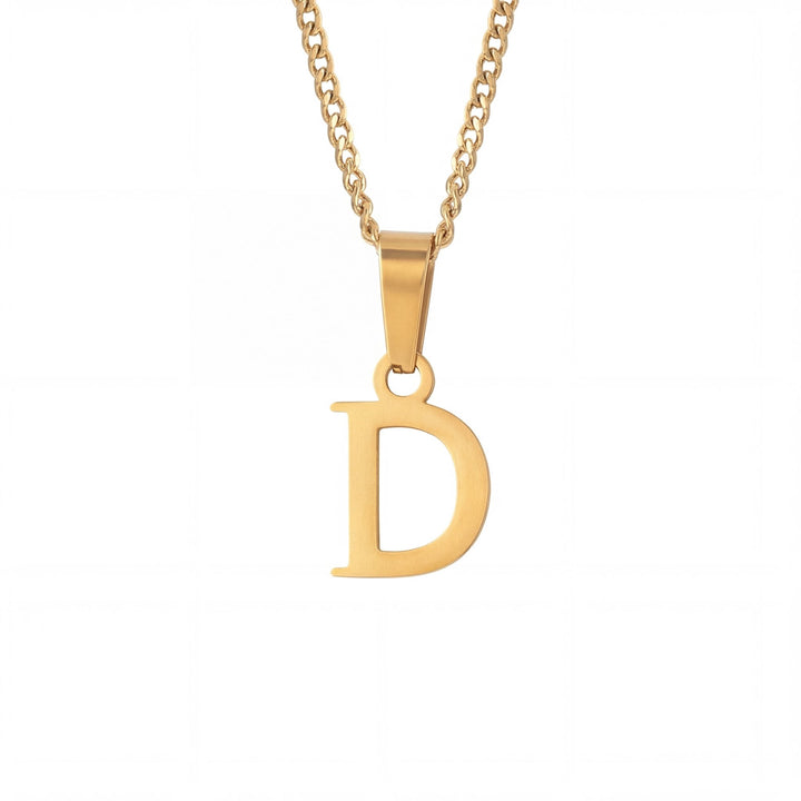 Gold Letter Pendant with Cuban Chain - iceandgold