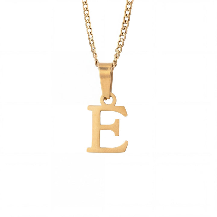 Gold Letter Pendant with Cuban Chain - iceandgold