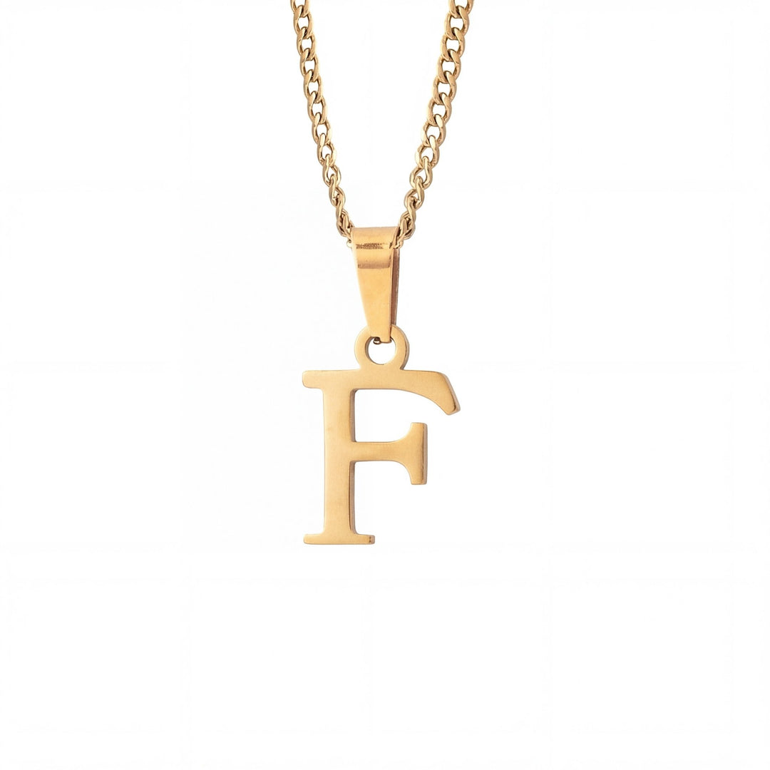 Gold Letter Pendant with Cuban Chain - iceandgold