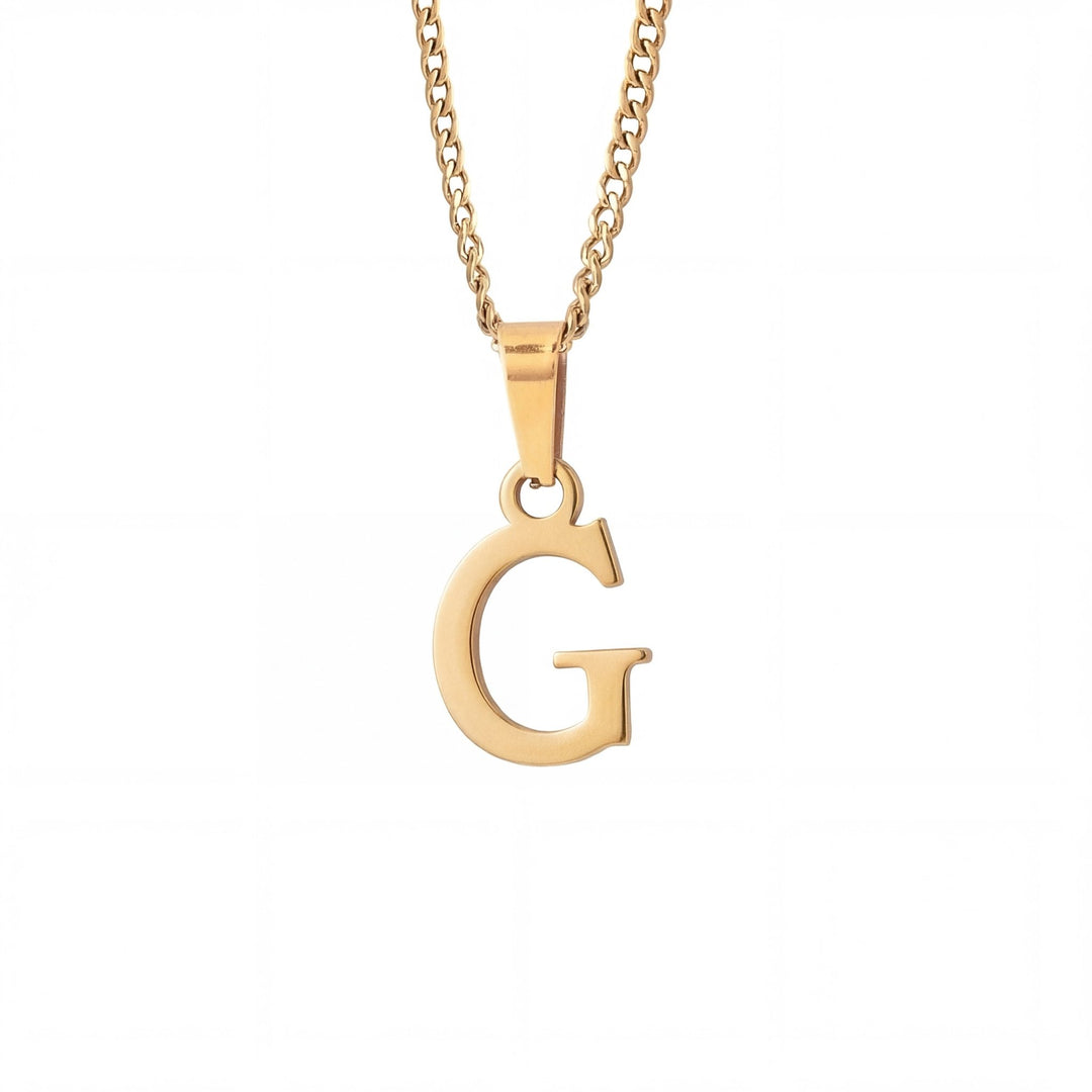 Gold Letter Pendant with Cuban Chain - iceandgold