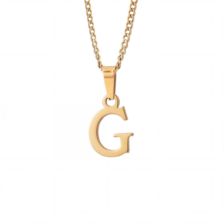 Gold Letter Pendant with Cuban Chain - iceandgold