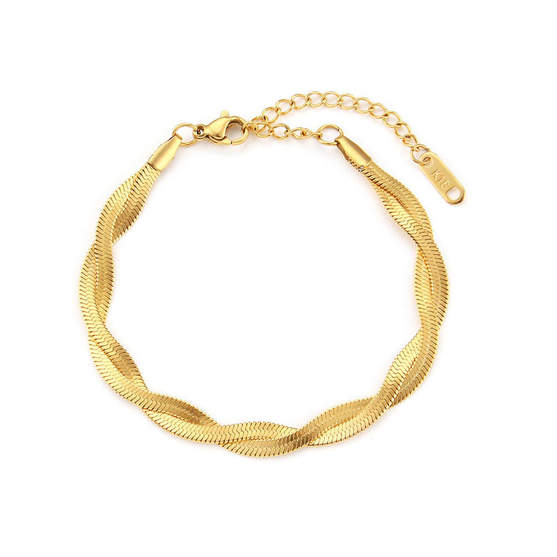 Gold Twisted Herringbone Bracelet - iceandgold