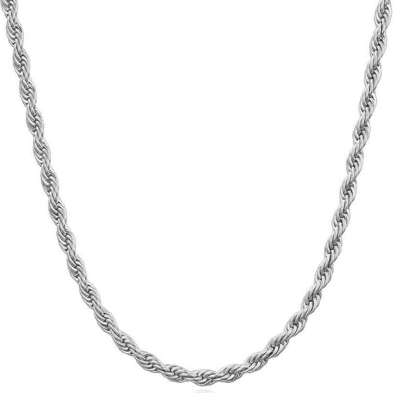 6mm White Gold Rope Chain - iceandgold