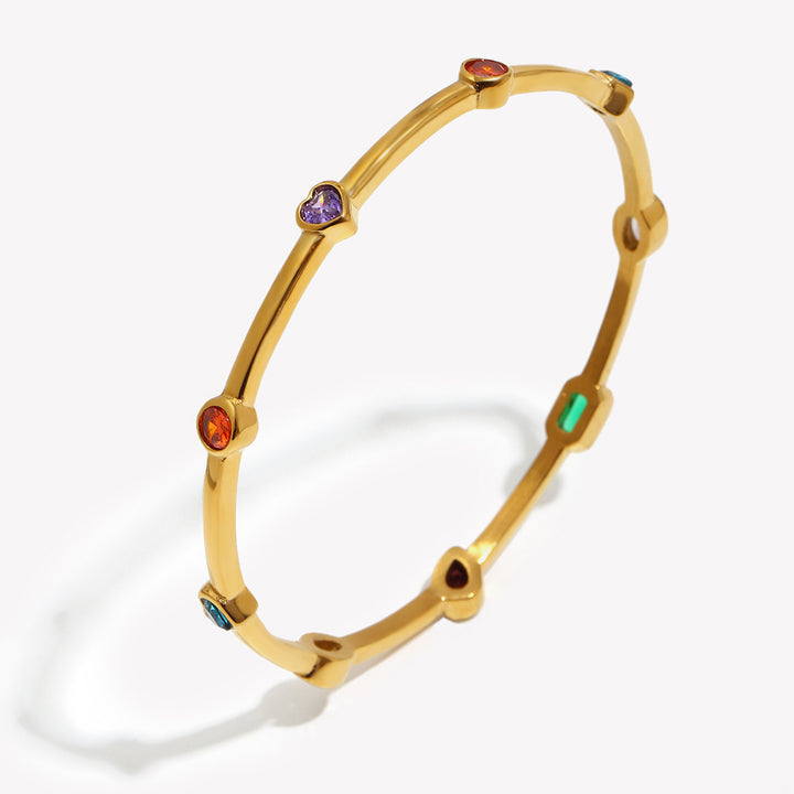 Multicolor Gemstone Gold Bangle