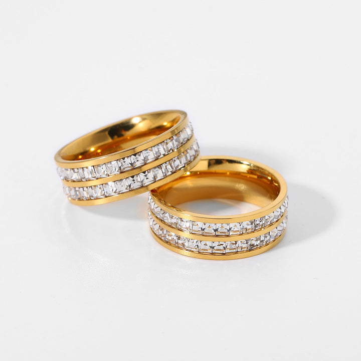 Gold Dual Row Pavé Ring - iceandgold
