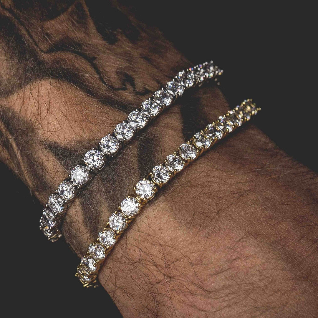 4mm Ice and Gold Tennis Bracelet (Unisex)