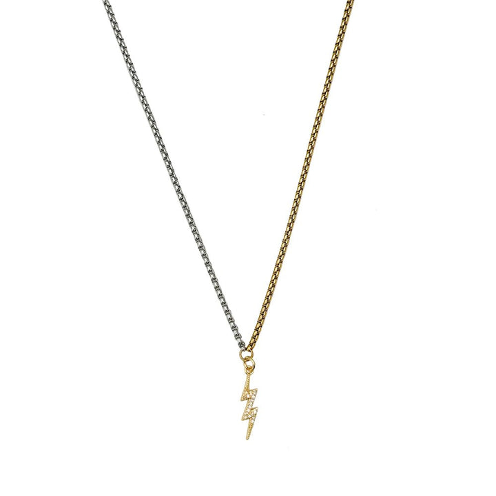 Mixed Metal Lightning Bolt Pendant Necklace - iceandgold