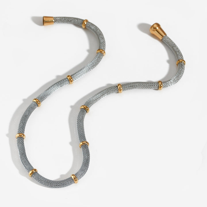 White Gold Mesh Magnetic Necklace & Bracelet Set