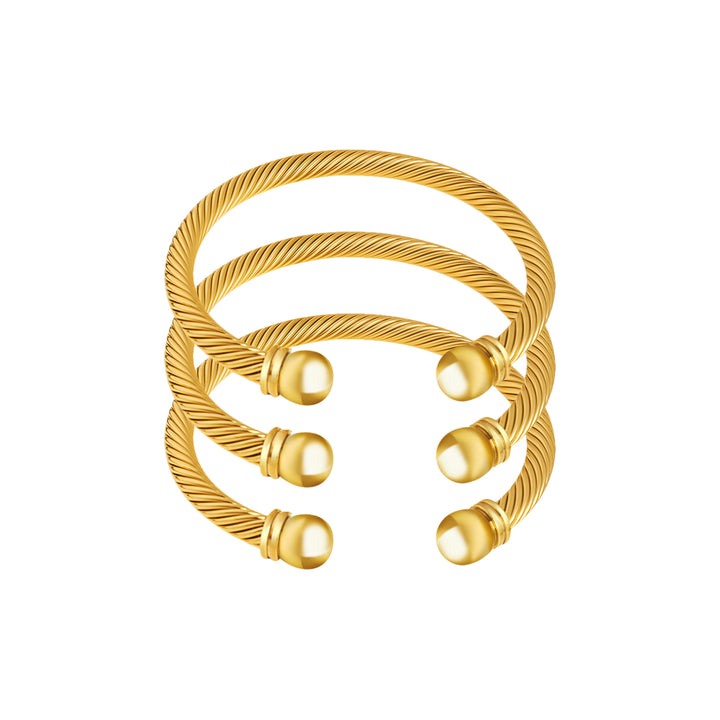 Gold Classic Cable Cuff Stack of 3
