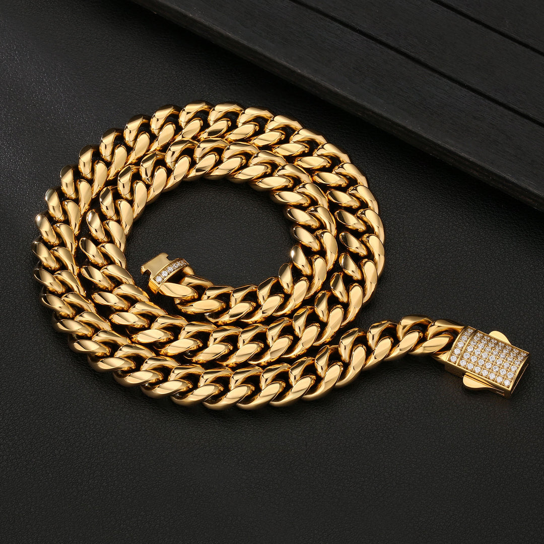 12mm Miami Cuban Link Diamond Clasp Chain