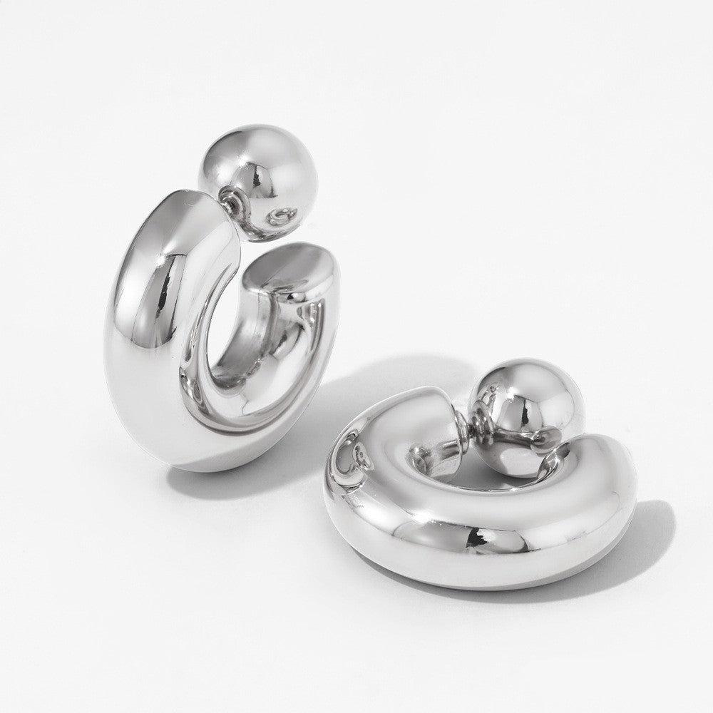 White Gold Reverse Hoops - iceandgold