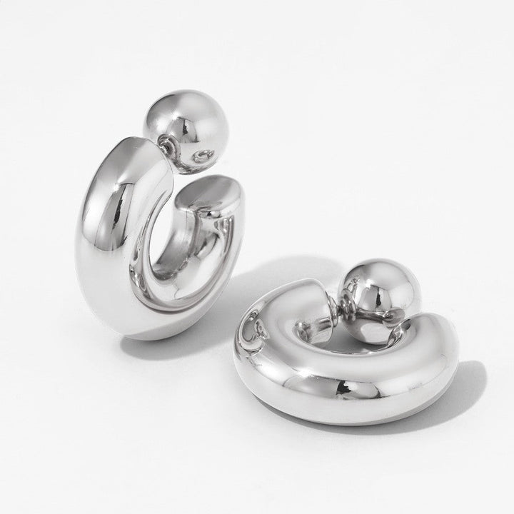 White Gold Reverse Hoops - iceandgold