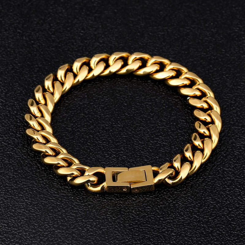 Gold 10mm Miami Cuban Link Bracelet - iceandgold