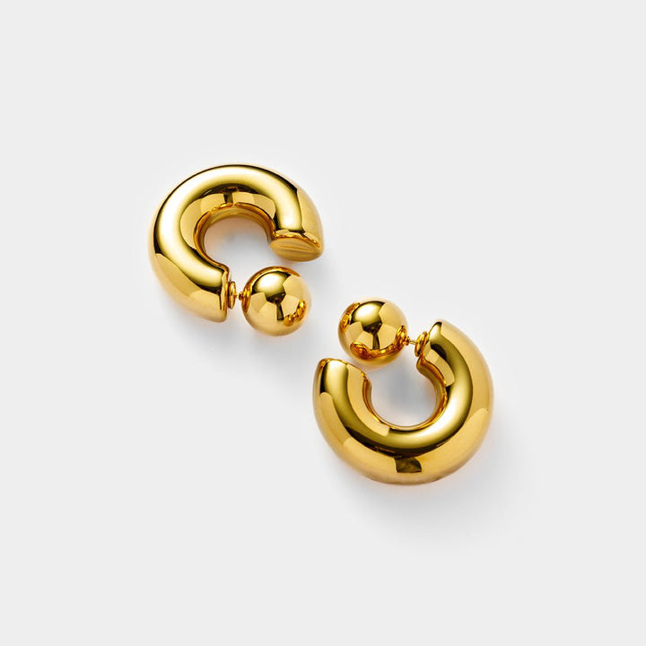 Gold Reverse Hoops - iceandgold