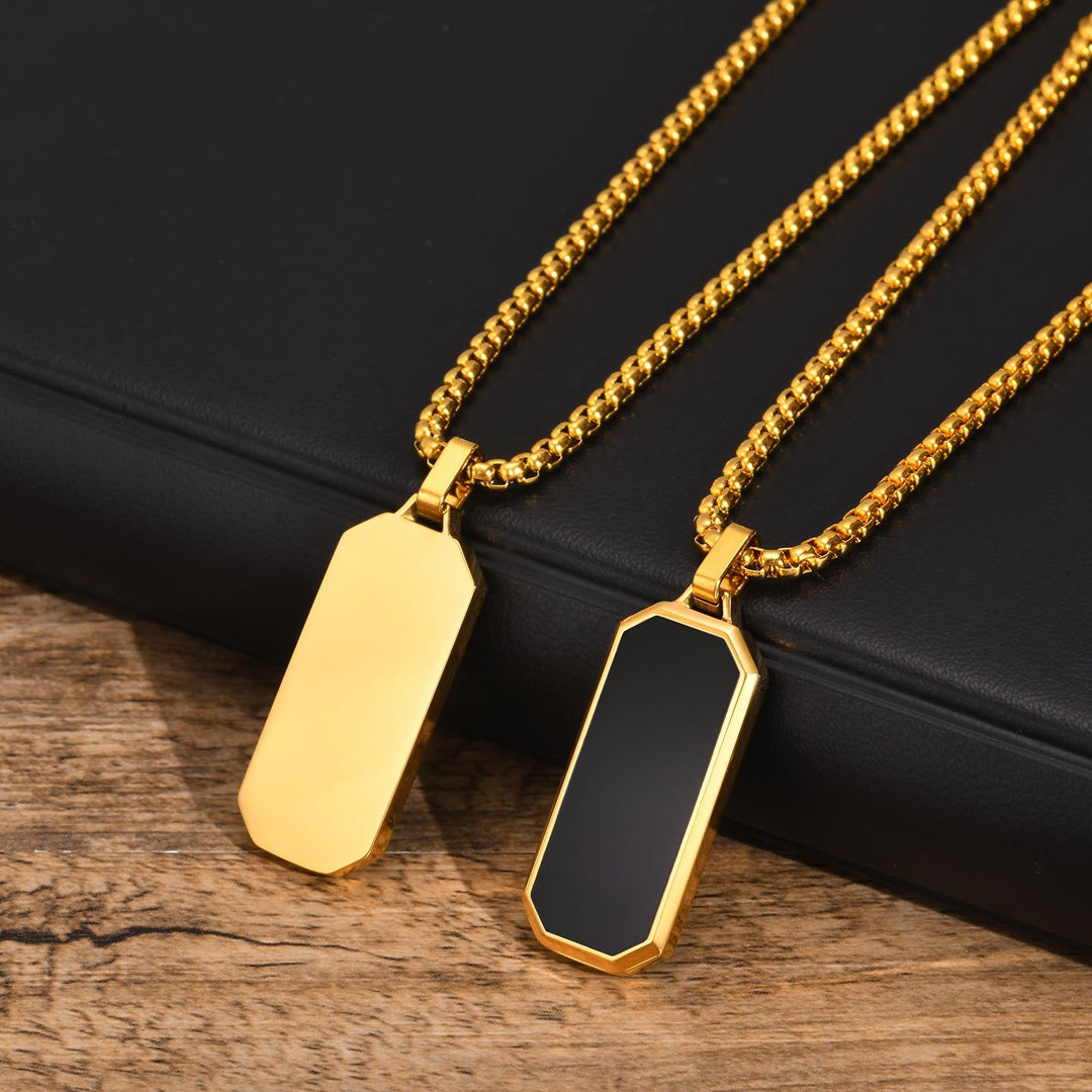 Black Onyx Long Pendant with Chain - iceandgold