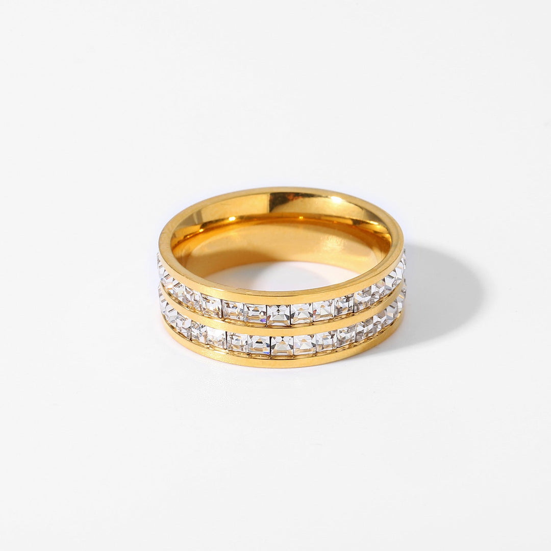 Gold Dual Row Pavé Ring - iceandgold