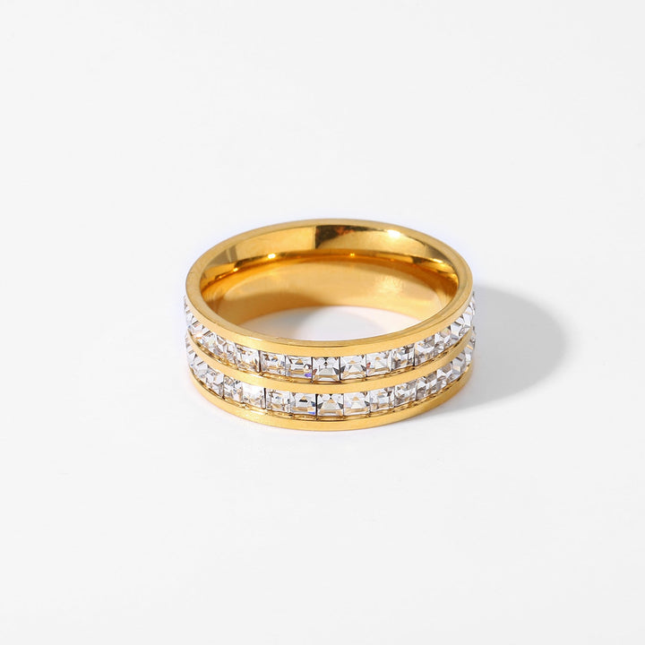 Gold Dual Row Pavé Ring - iceandgold