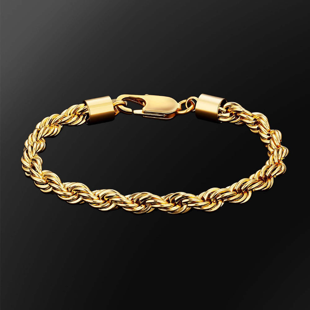 6mm Rope Bracelet (Gold) - iceandgold