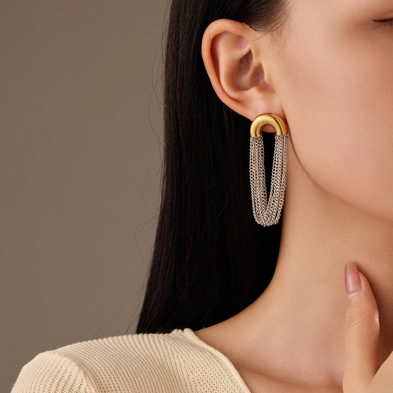 Mixed Metal Tassel Earrings - iceandgold