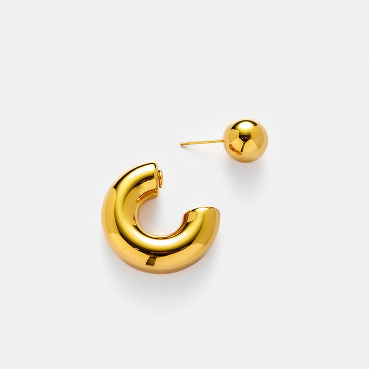 Gold Reverse Hoops - iceandgold