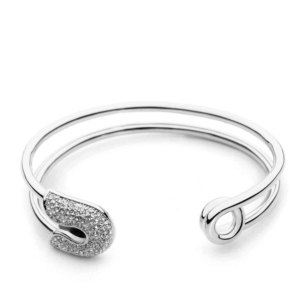 White Gold Safety Pin Cuff Bracelet - iceandgold
