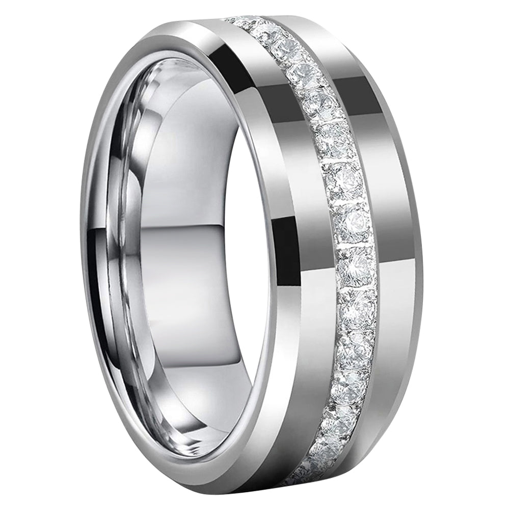 White Gold with Diamonds 8mm Eternity Ring (Unisex)