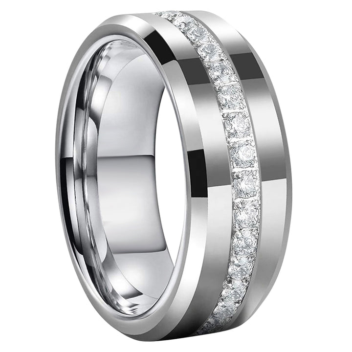White Gold with Diamonds 8mm Eternity Ring (Unisex)