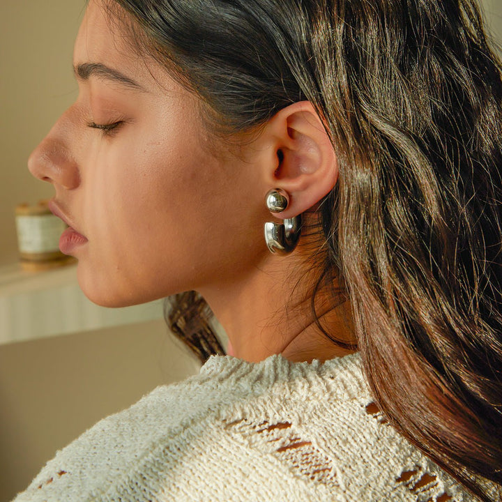 Gold Reverse Hoops - iceandgold