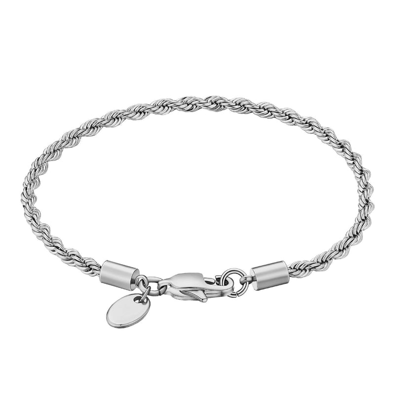 3mm Silver Rope Bracelet - iceandgold