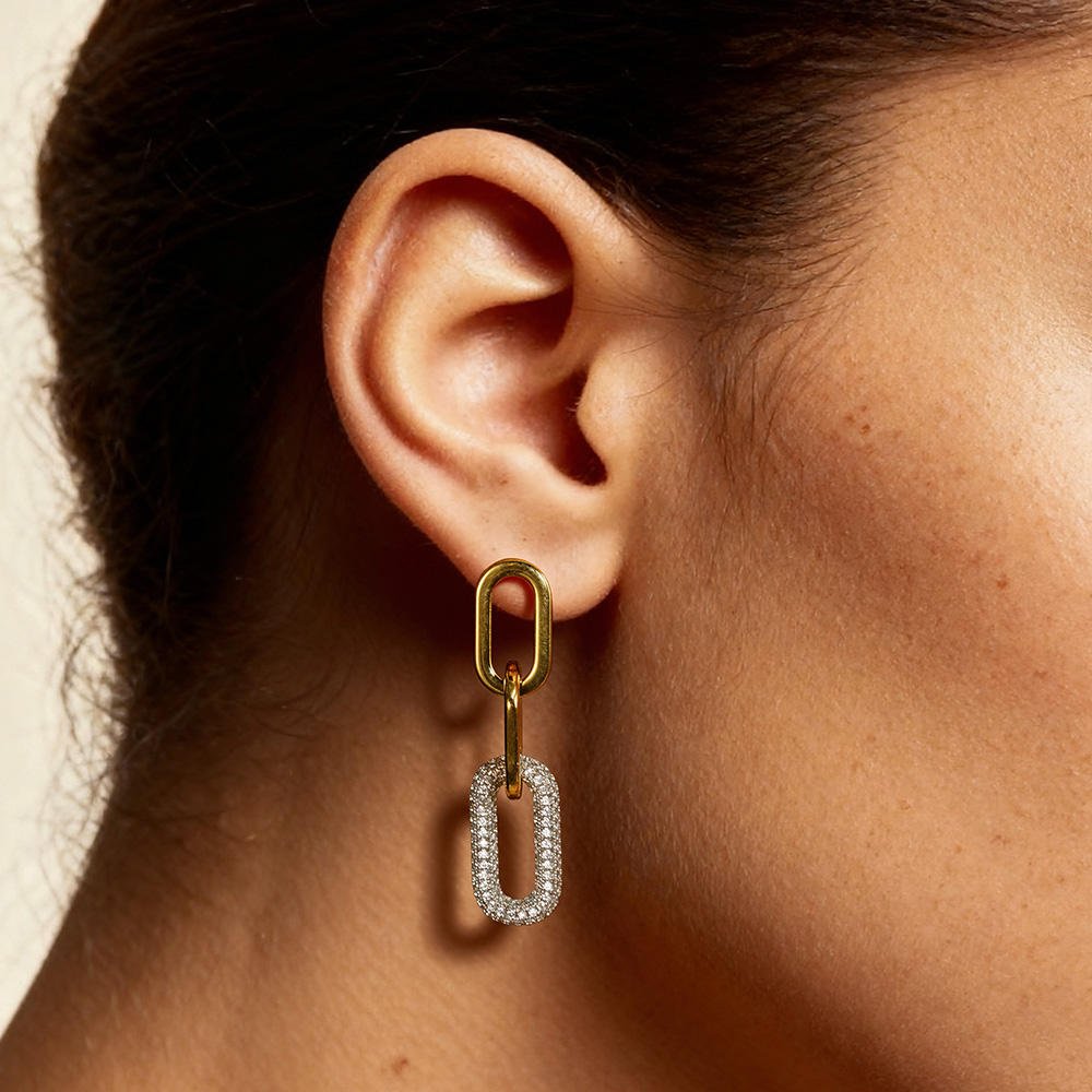 Mixed Metal Link Earrings - iceandgold
