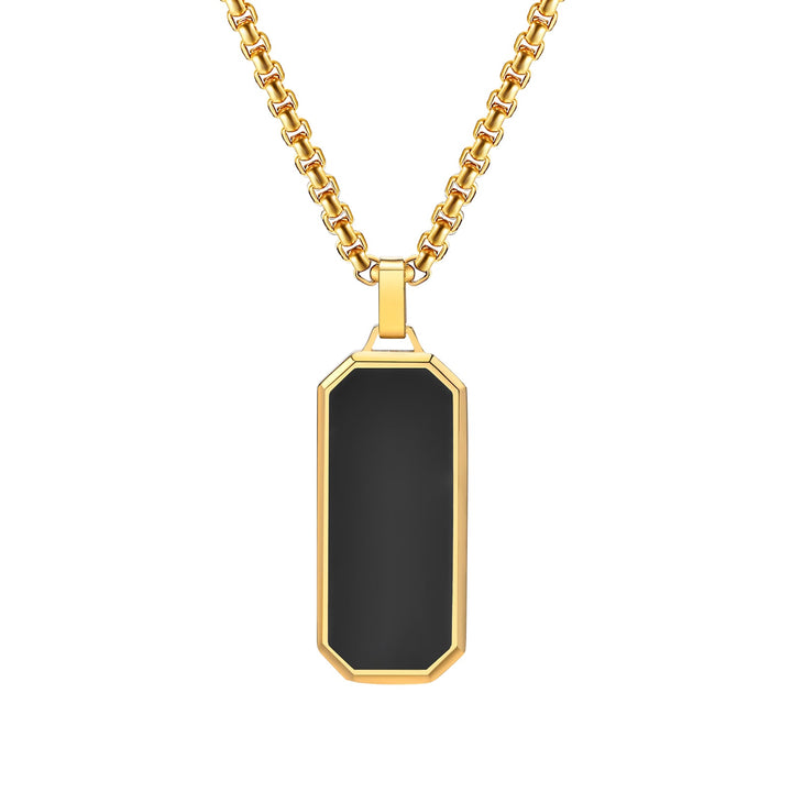 Black Onyx Long Pendant with Chain - iceandgold