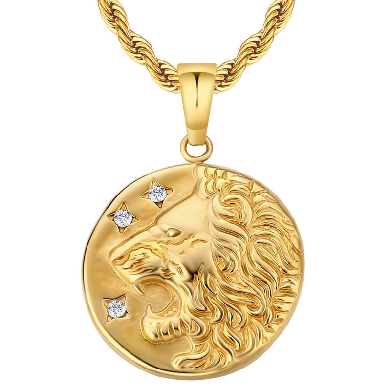 Gold Lion Coin Pendant (Mini Pendant) - iceandgold
