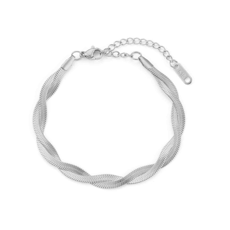 Silver Twisted Herringbone Bracelet - iceandgold