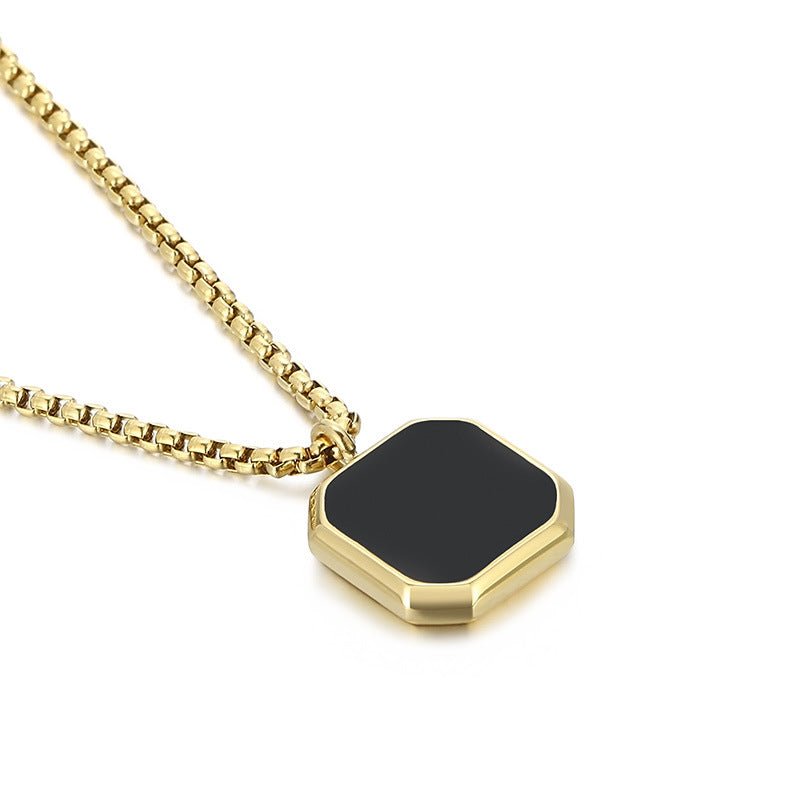 Black Onyx Pendant with Chain - iceandgold