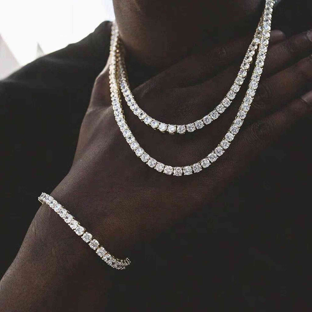 Four Prong Gold Tennis Necklace (5mm) - iceandgold