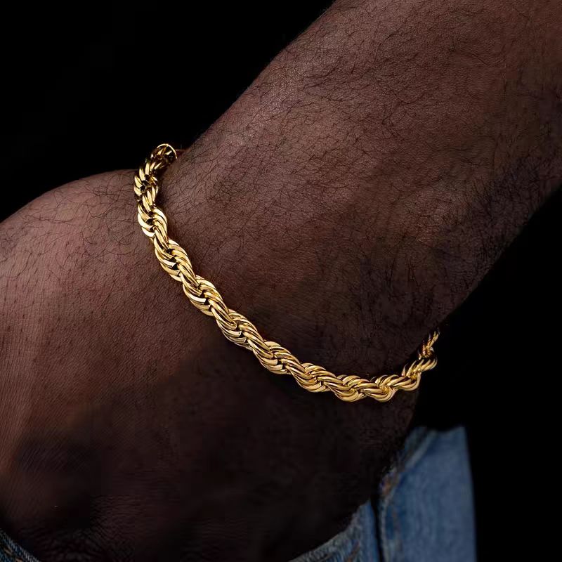 6mm Rope Bracelet (Gold) - iceandgold