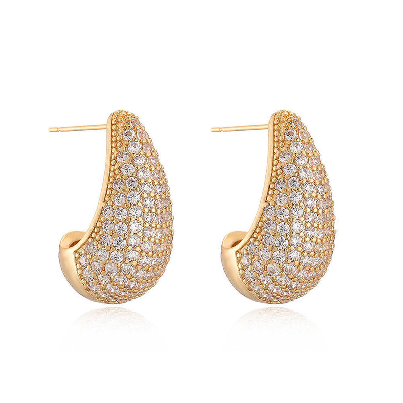 Gold Pave Teardrop Earrings - iceandgold