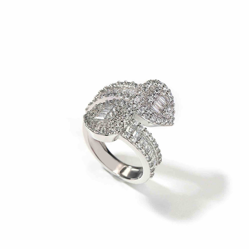 Silver Heart Baguette Ring - iceandgold