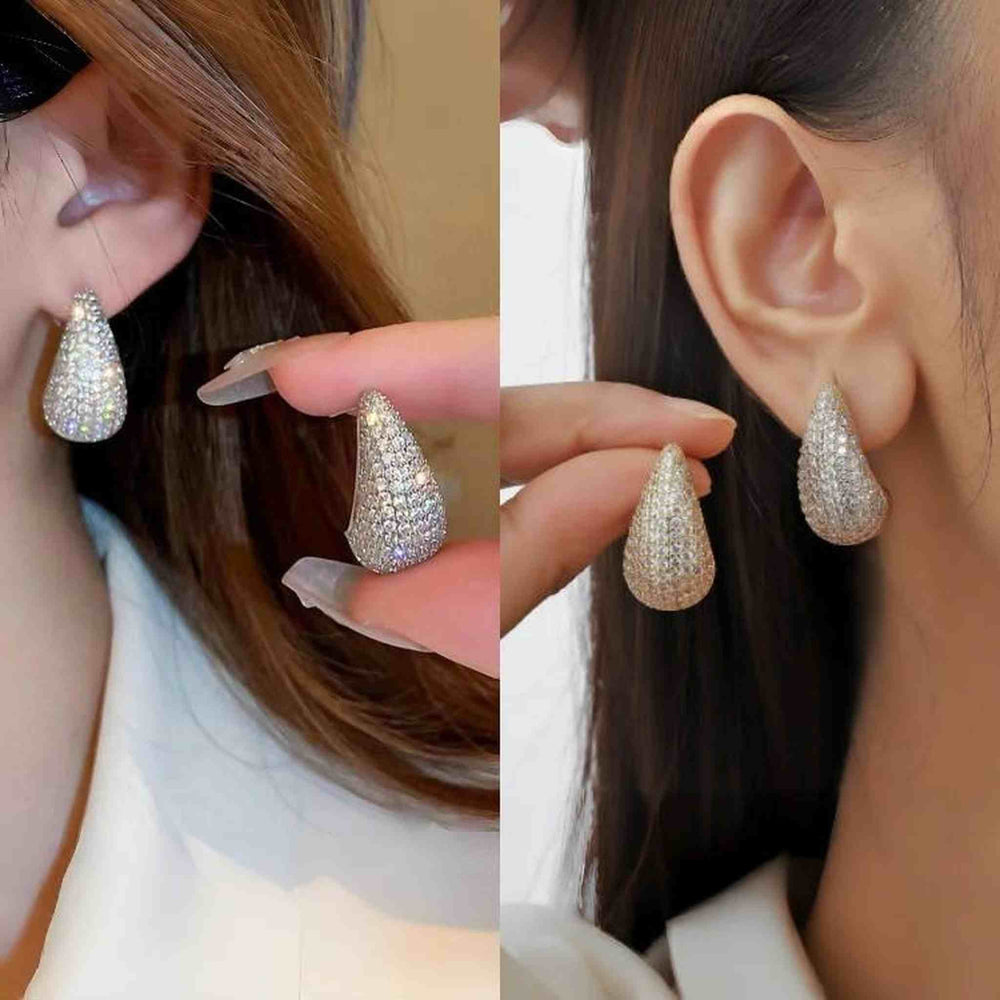 White Gold Pave Teardrop Earrings - iceandgold