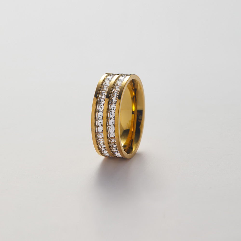Gold Dual Row Pavé Ring - iceandgold