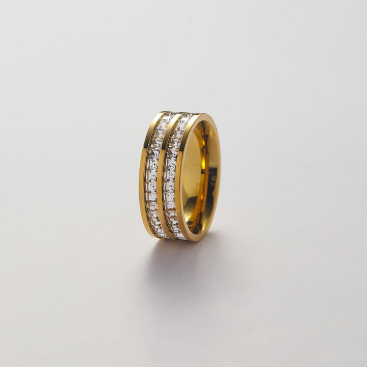 Gold Dual Row Pavé Ring - iceandgold