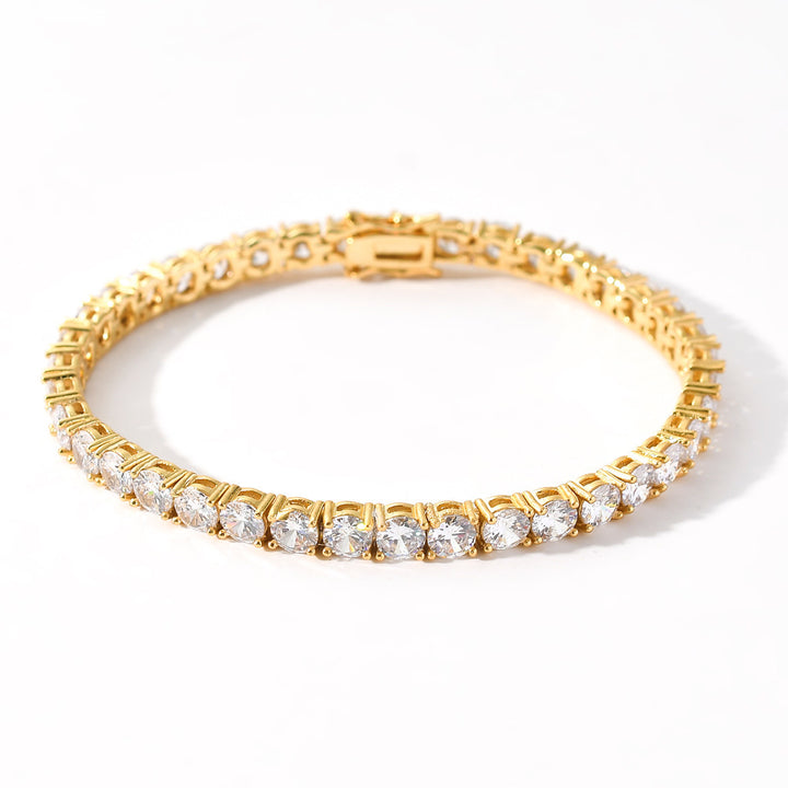 4mm Ice and Gold Tennis Bracelet (Unisex)