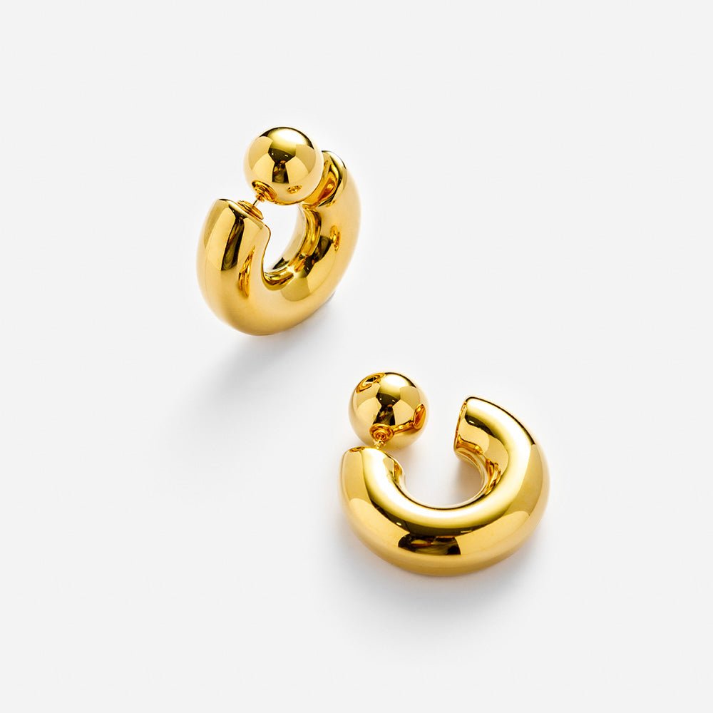 Gold Reverse Hoops - iceandgold