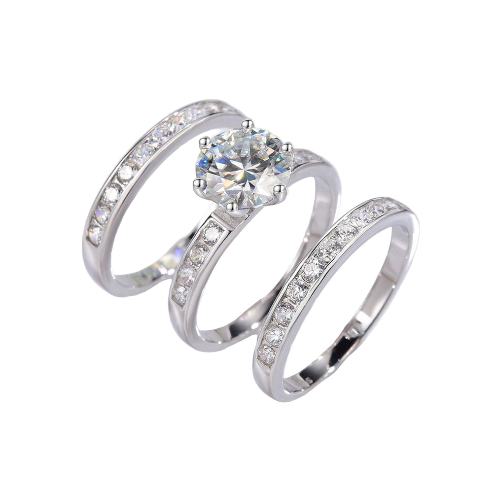 2 Carat White Gold Round Cut 3pc Diamond Ring - iceandgold