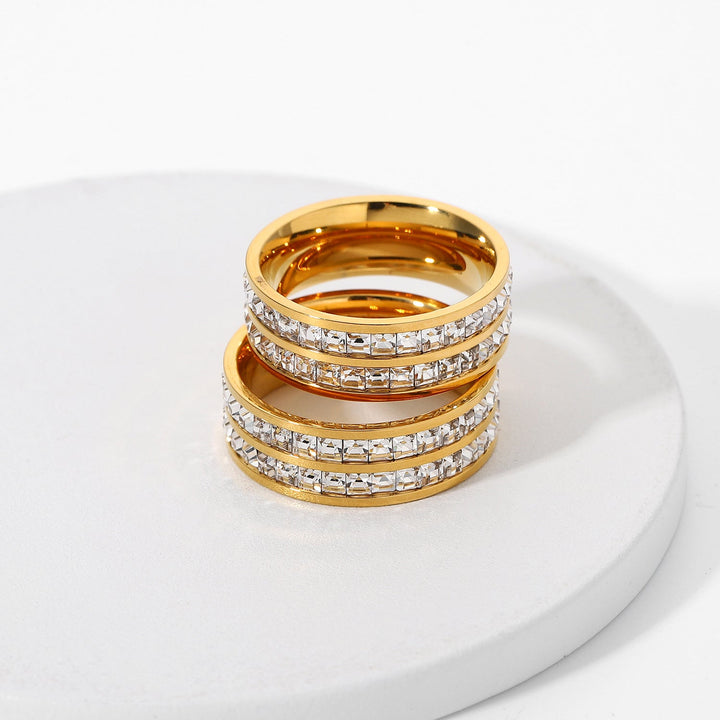 Gold Dual Row Pavé Ring - iceandgold