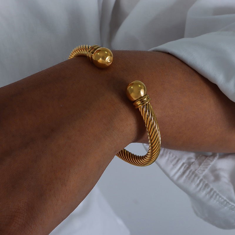 Gold Twine Cuff Stack of 3 - iceandgold