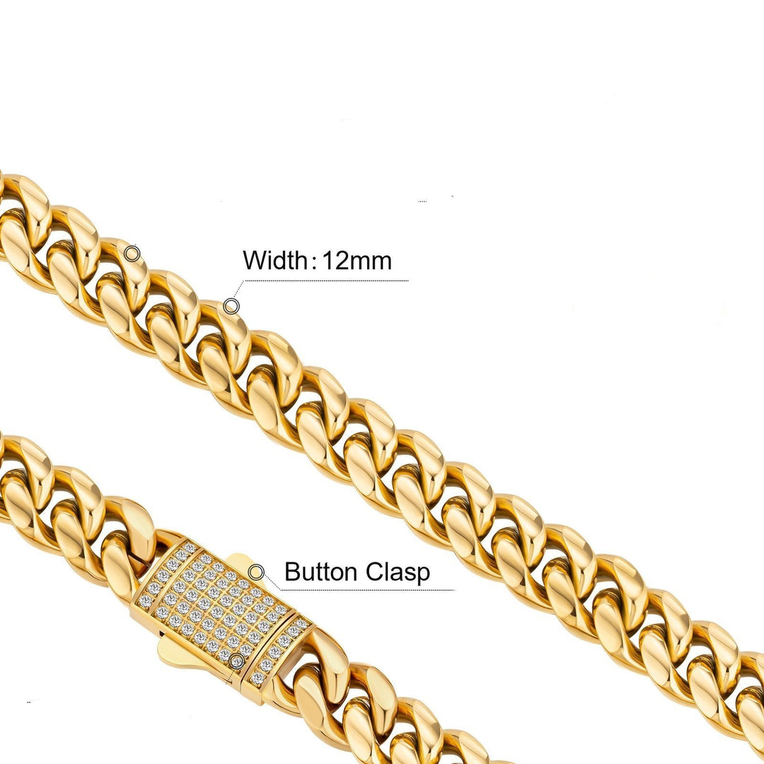 12mm Miami Cuban Link Diamond Clasp Chain