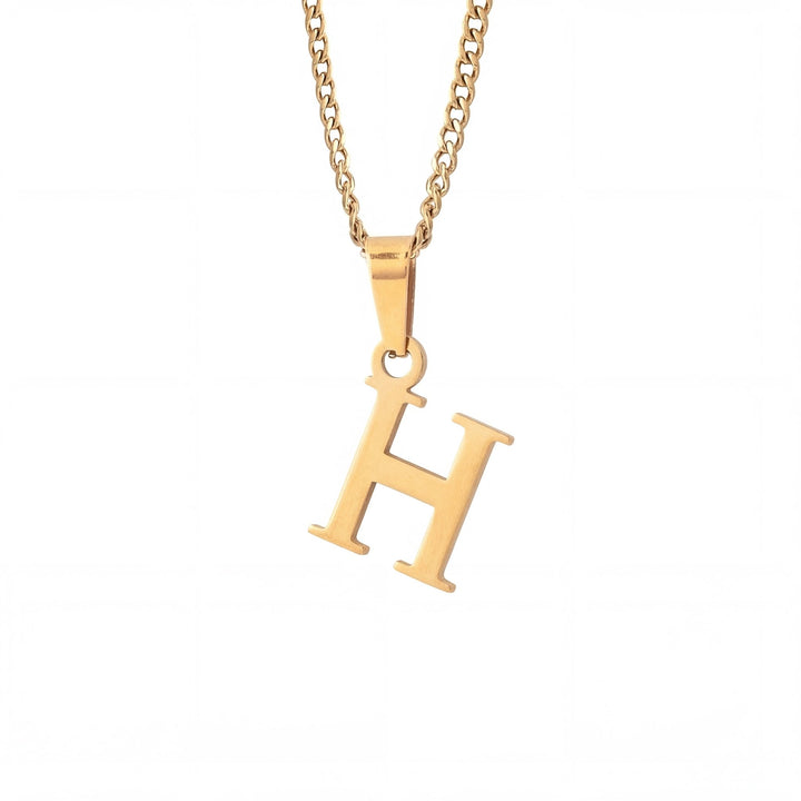 Gold Letter Pendant with Cuban Chain - iceandgold